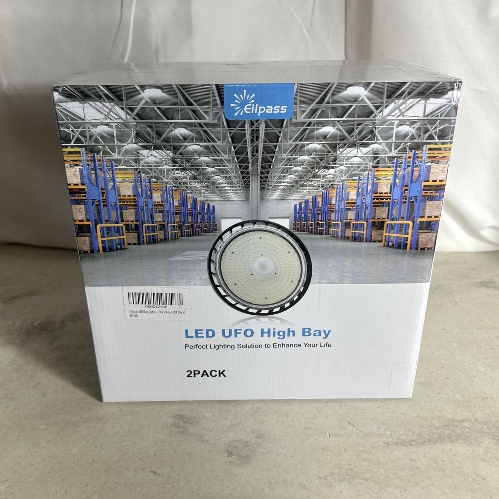 LED Shop Lights 100W 16,000LM 5000K Super Bright High Bay 2 Pack